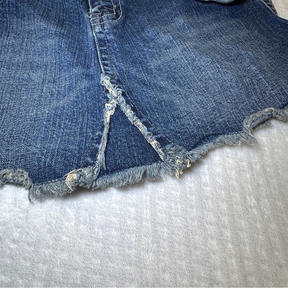 Industrial Cotton Denim Blue Jean Mini Skirt Y2K Distressed Pockets Size 11 - Picture 6 of 7